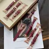 Correa de Cuero Rojo Angora Oro Rosa Adecuada para Apple Watch iWatch 12ª Generación 11/10Ultra
