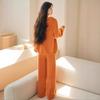 Suéter de Tricô Laranja Suave para Usar Outono e Inverno Macio Ceroso Preguiçoso Relaxamento Pequeno Casual Moda Terno Calças
