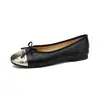 Weiwei Girl 369-2 Zapatos planos estilo Chanel, zapatos planos de mujer con punta redonda, bailarinas de mujer con borde enrollado