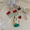 Calcetines de Algodón con Ilustración de Oso para Mujer, Combinación de Colores Creativa, Calcetas Gruesas de Fresa Coreanas para Otoño e Invierno para Mujer