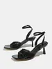 Sandalias de tacón alto transfronterizas deslumbrantes para mujer, sandalias de tacón de aguja sexys de punta cuadrada y destapadas, transparentes y brillantes con pedrería completa