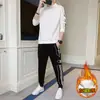 Conjunto Deportivo Casual Personalizado para Hombre con Forro de Felpa y Diseño Engrosado, Conjunto de Ropa de Moda para Hombre Combinado con Sudadera Nueva Otoño 2023