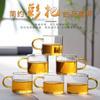 Taza de té pequeña de vidrio borosilicato resistente a altas temperaturas con asa de color, taza de vidrio resistente al calor, taza de té transparente, taza de té de kung fu con asa