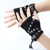 Nuevos Guantes Y2K Millennial Hot Girl con Remaches, Estilo Caballero, Funcionales Punk Oscuro Danza Performance Medio Dedo Corto
