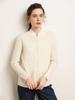 Cardigan com zíper outono e inverno novo feminino cor sólida cashmere malha jaqueta com gola vertical suéter duplo grosso cardigan