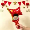 Día Nacional Palo de Mano Globo de Película de Aluminio Forma de Corazón Bandera Dibujos Animados Fiesta Infantil Decoración Patriótica de Dibujos Animados Accesorios para Fotos