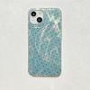 Funda de doble capa con diseño de plumas y puntos ondulados en verde menta para iPhone 15, ProMax, 14 y 13.