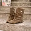 Botas Chuyuji de Puntera Puntiaguda Plisadas Fruncidas con Tachuelas Botines Estilo Vaquero Occidental Martin Otoño Vintage Botas Ajustadas para Mujer