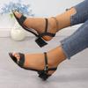 Sandalias de Verano 2025 con Hebilla y Tacón Grueso, Europeas y Americanas, Talla Grande Transfronteriza, Sandalias de Moda con Lentejuelas, Talla 44, Zapatos de Mujer para Exportación