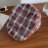 Gorra progresiva a cuadros retro de estilo japonés para mujer, gorra de pico de pato retro británica de primavera y otoño, boina informal pequeña que combina con todo, a la moda