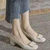 Zapatos de tacón alto de cuero suave estilo francés para mujer, no abrasivos, tacón grueso, nuevo modelo otoño 2026, versátiles y elegantes, adecuados para ir al trabajo, zapatos de tacón medio