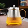 Tetera de Vidrio Engrosado con Filtro, Tetera Vertical de Rayas de Gran Capacidad, Hervidor de Té Resistente al Calor para Té de Flores y Té Negro