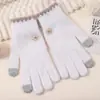 Luvas de Dedo Dividido Inverno Feminina Nova Quente Cor Sólida Fofa Ciclismo à Prova de Frio Toque de Lã Tela Sensível ao Toque Luvas Femininas Tricotadas