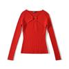 Outono e Inverno novo europeu e americano feminino gola V decoração de anel suéter oco suéter W21847