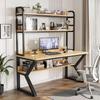 Escritorio para computadora de escritorio, escritorio para el hogar con estantería integrada, combinación, escritorio para estudiantes en apartamentos pequeños, escritorio de aprendizaje con tablero perforado