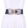 Primavera Nuevo Cinturón de Mujer Moda Metal Hebilla Doble Redonda Incrustado de Pedrería Decorativo Elástico Elástico Cinturilla Pequeña