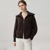 Cardigã de caxemira 2026 outono e inverno novo feminino gola lapela camisa base elegante espesso torcido zíper duplo casaco