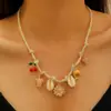 Collar Transfronterizo Europeo y Americano Ins Color Dopamina Cuerda Tejido Pesado Estilo Marino Colgante de Estrella de Mar Tortuga Mariposa para Mujeres