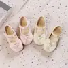 Sapatos de princesa de cristal para menina, novo estilo primavera e outono, sapatos individuais para criança, sapatos respiráveis para bebê menina, sola macia, sapatos de couro para menina