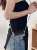 Mini bolso bandolera cuadrado pequeño, bolso para tarjetas, colgante, collar, bolso largo de metal con abrazadera para tarjetas, bolso bandolera plateado con cadena para mujer