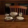 Juego de cubiertos para una persona, juego de cuenco y plato de cerámica, cuenco de arroz de cerámica rústica vintage, platos para restaurante en casa, cuencos y bandejas al por mayor