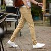 Pantalones Casuales Elásticos para Hombre, Pantalones Largos Finos de Primavera y Verano, Pantalones Juveniles Rectos Ajustados Versátiles Elásticos, Pantalones Ajustados de Color Sólido de Moda