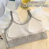 Camisola Sujetador de Algodón Puro para Niñas Dulce Versátil Ropa Interior con Tirantes Fijos y Copa Integrada Camiseta sin Mangas para Estudiantes