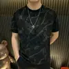 Nueva Colección Primavera y Verano Estilo Estrella Lentejuelas Camiseta de Manga Corta para Hombre Marca de Moda Corte Holgado Desgastada Lujo Ligero Casual Versátil Simple para Hombre
