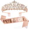 Corona de Diamante Flash para Niña de Cumpleaños/Reina Traje con Cinta Decoración para Fiesta de Cumpleaños Traje de Novia