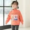 Inverno Infantil Novidades Gola Meia-Alta Moletom Forrado com Lã Estilo Coreano Estampado Roupa Externa Bebê Top Atacado