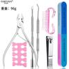 Ferramentas para nail art 7 peças conjunto cor titânio tesoura para cutícula cortador de unha aço empurrador de poeira algodão para dedo ferramentas de cuidado de manicure