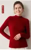 Suéter de Punto Base de Cachemir 100% Puro para Mujer, Rayas Otoño/Invierno, Cuello Medio Alto, Color Sólido, Corte Ajustado, Favorecedor