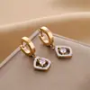 Nuevos Pendientes de Diamante de Moda, Pendientes de Diamante Individuales, Pendientes de Diamante Distintivos, Pendientes de Tachuela Nuevos, Pendientes de Oro Rosa de 18K