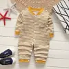 Macacão Longo Quente de Algodão Puro Classe A para Bebê Outono e Inverno Roupa Íntima Roupas de Casa Macacão Romper para Recém-Nascido