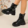 Botas Martin de plataforma de suela gruesa para mujer, nuevo estilo de otoño, estilo callejero Harajuku japonés, hebilla en forma de corazón, tacón grueso, botines, venta al por mayor