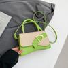 Bolso de Mano con Costuras en Color Contrastante Brillante para Mujer 2025 Moda Primavera Costuras Color Puro Estilo Bandolera de un Solo Hombro Bolso Cuadrado Pequeño