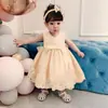 Vestido de Princesa de un Año Más Vendido en Amazon con Lazo, Vestido Blanco Corto de Encaje sin Mangas para Bebé