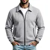 Chaqueta de otoño para hombre de color liso con textura de gofre, solapa y dobladillo acanalado, prenda exterior casual de manga larga para exportación a Europa y América