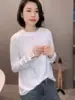 Nueva camiseta de manga larga estilo chino para mujer, nuevo diseño primavera y otoño 2026, botones de nudo chino tradicional, top versátil de corte holgado para usar como base