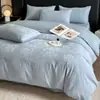 Juego de ropa de cama de cuatro piezas de algodón de fibra larga de alta calidad, juego de funda nórdica de jacquard tejido grueso de algodón puro, sábana bajera 100% algodón, estilo con faldón de cama, artículos