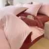 Juego de Cuatro Piezas 100% Algodón Lavado, Ropa de Cama Sencilla de Color Sólido, Universal para Todas las Estaciones, Sábana y Funda de Edredón, Juego de Tres Piezas para Estudiantes