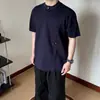 Camiseta de Algodón con Parches Tachonados Patchwork Mamba de Manga Corta para Hombre, Verano Estilo Americano Cuello en V Casual Media Manga Moderna Fresca Corte Holgado Manga Tres Cuartos