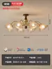 Lámpara de araña vintage estilo francés para sala de estar, luz principal de cobre y nogal para el recibidor, lámpara floral estilo retro para dormitorio y comedor