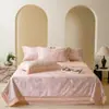 Conjunto de colcha de verão de Tencel Lenzing com 60 contagens, conjunto de quatro peças, manta com estampa digital e bordas largas vazadas, roupa de cama para comércio exterior, compra em lote e atacado