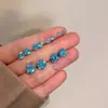 Pendientes de Plata de Ley S999 con Circonita de Aguamarina para Mujer, Pendientes para Dormir Amigables con los Oídos, No es Necesario Quitarse los Clavitos, Nuevos Pendientes Populares 2025