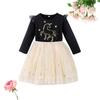 Novas meninas estilo inglês primavera e outono manga comprida princesa vestido infantil princesa estilo princesa vestido vestido longo roupas infantis atacado