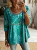 2026 Sitio Independiente Transfronterizo Temu Nuevo Arte Floral Bohemio Casual Hueco Arrugado de Burbuja Top de Cuello Redondo