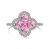 Novo colar anel brincos de prata de lei S925 transfronteiriços femininos com zircônia de diamante completo diamante amarelo trevo de quatro folhas joalheria fábrica atacado