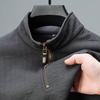 Suéter de media cremallera para hombre moda otoño e invierno camiseta casual para hombre manga larga cuello alto para hombre de mediana edad camisa básica chaqueta