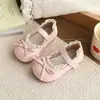 Sapatos de Couro com Laço e Renda para Meninas Infantil 2026 Primavera/Outono Novos Sapatos Mary Jane Elegantes de Princesa com Solado Macio